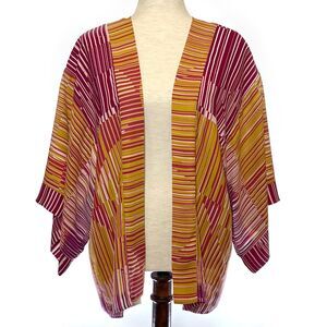 CAbi Medium Orange Pink Geo Print Kimono Jacket